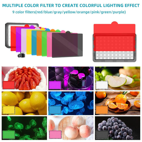 LED Video Light Kit Two Pack Lit With 18 Color Filters And Adjustable Tripod Stand For Photo And Video Shooting Streaming
