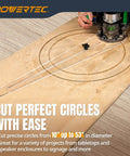 Circle Cutter Router Jig For Perfect Circles 10 To 53 Inches With Dual Pivot Pin System Circle Guide Kit in use on wood surface
