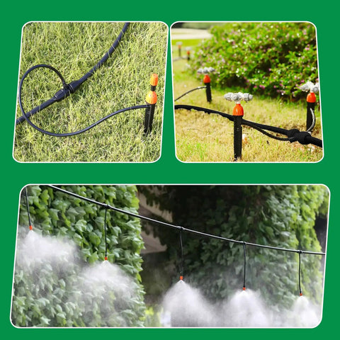 Fifty Foot Half Inch Drip Irrigation Tubing Kit With Switch Valves Tees Couplings in garden setup