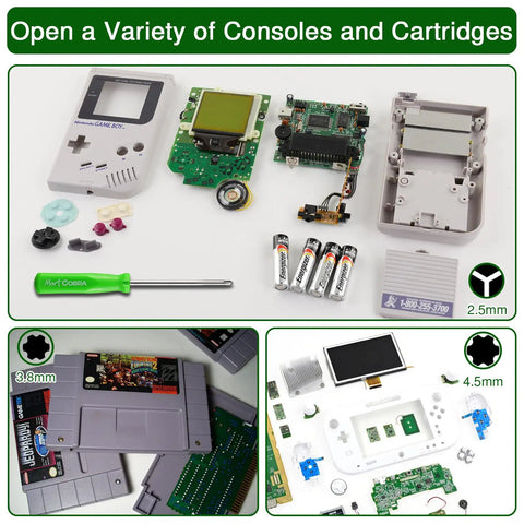 Must Have Portable Gamebit Screwdriver Set With 3 8mm And 4 5mm Heads Plus Magnetic Tri Wing Bit for NES SNES N64 Game Boy