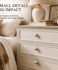 Premium 2 Pack Oval Cabinet Knobs And Drawer Pull Handles Featuring Slick Brushed Nickel Finish on dresser drawers.