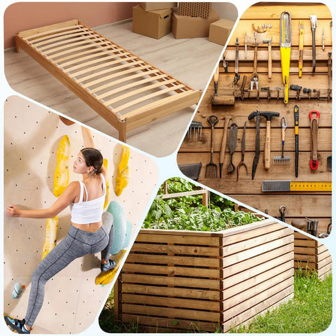 Tough As Nails M12 T Nuts, 12 Pc Zinc Plated Steel Four Prong Blinds For Woodwork And Cabinetry in a wooden workshop setting.