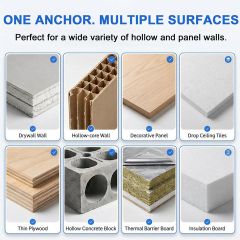 Heavy Duty 81 Piece Drywall Anchors And Screws Kit With Drill Bit Easy Install No Drill Steel Expansion Anchors For Sheetrock Holds Up To 100 Lbs Three Sizes For Hanging TVs Mirrors Picture Frames And More for drywall, panel, and concrete walls