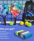 Lightweight Pickleball Paddles Set Of 4 With 4 Balls 4 Cooling Towels And Bag Premium Wood Core Rackets for Beginners to Pros