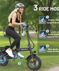 Person riding Foldable Electric Bike For Adults And Teens With 750W Peak Motor, 48V 10Ah Removable Battery in park