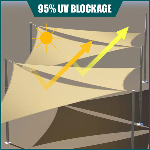 Beige Triangle Sun Shade Sail Canopy Waterproof 16 By 16 By 16 Feet For Outdoor Patio Garden UPF 50 Plus UV Block 95 Percent Water Resistant