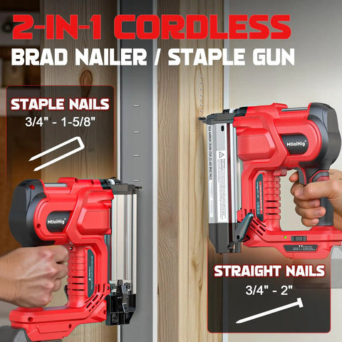 Solid Two In One Cordless Nailer And Stapler Kit 18 Gauge Brad Fasteners Compatible With Milwaukee Batteries Badass Power Driver For Smooth Carpentry And No Fuss Diy Workshop Projects Right Now