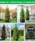 Two Pack Raised Garden Bed Planter Box With Trellis For Tomatoes And Climbing Plants, 57 Inch Self Watering Planter Box in various settings