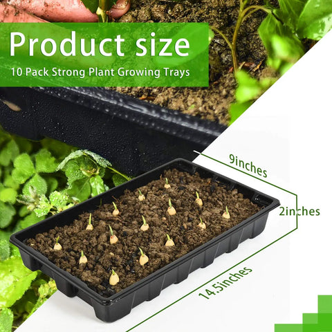 10 Pack Thickened Seed Starter Trays Reusable Plastic Plant Seedling Trays For Germination And Propagation, size 14.5x9x2 inches