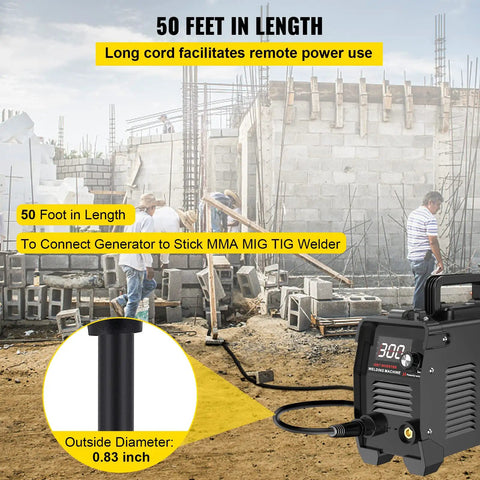 Heavy Duty 50 Foot Welder Extension Cord 40 Amp 250 Volt 10 Gauge NEMA 6 50 Three Prong Welding Power Cord For MIG TIG Plasma