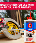 Small Electric Motor Oil 3 Oz Lubricant For Tiny Motors SAE 20 Equivalent next to 1/4 HP saw for extended wear protection.