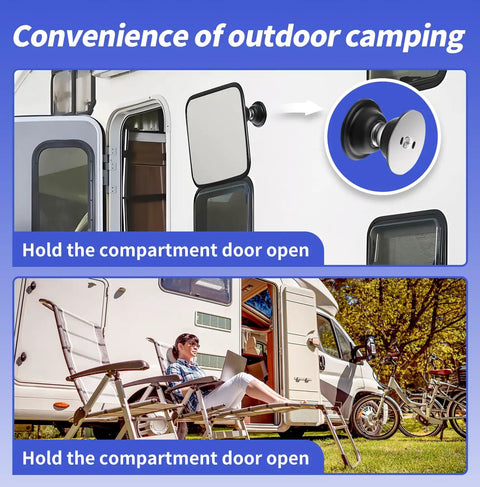Heavy Duty RV Magnetic Door Catch 2 Pack Strong Camper Door Holder For Trailers And Motorhomes Black No Drill Install