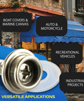 Marine Grade Stainless Steel Screw Snap Kit for Boat Covers and Canvas close-up with 5/8 inch snap buttons and PVC washer