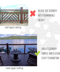 Comparison of old wooden railing and new type railing with 1000 Feet Of One Eighth Inch Stainless Steel Wire Rope Aircraft Cable.