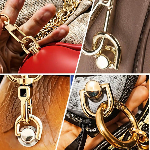 4 Pack D Rings For Purses And Bags 360 Degree Rotatable Hardware With Stud Screws Gold and Silver on Handbags