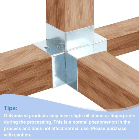 4-Way Gazebo Brackets Kit For 1.6 By 1.6 Inch Lumber Heavy Duty Right Angle Corner Post Base For DIY Woodworking Outdoor Patio Gazebo And Cabin Support 8 Pack Galvanized Steel