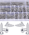 Assorted Stainless Steel Wood Screws Kit With Case, Self Tapping And Self Drilling Drywall Screws, Phillips Flat Head