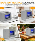 Top Tier Portable Countertop Dishwasher For Apartments And Dorms Featuring Plug And Play Setup Quick Wash Cycles Sleek Footprint And A Slick Build in various locations like RV, kitchen, and camping.