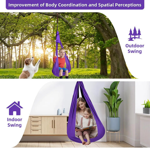 Kids Sensory Swing For Indoor And Outdoor Use Elastic Soft Fabric Therapy Swing For Autism ADHD And Asperger Cozy Cuddle Hammock