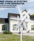800W Wind Turbine Generator Kit 12V 24V with 6 Blade Turbine and MPPT Controller installed outside a house