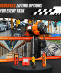 YATOINTO orange 2-speed electric chain hoist with chain, pendant and handheld remote in a workshop setting