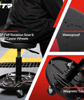 Rolling Mechanic Shop Stool With Magnetic Tool Tray Workhorse Heavy Duty Build, showing full rotation seat and magnetic tray.