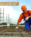 Construction worker using 10 Roll 16 Gauge Rebar Tie Wire Kit With Galvanized Anti Rust Baling Wire 984 Feet on a rebar structure