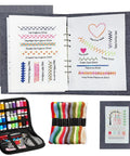 2026 Upgraded Removable Stitch Book Kit With Extra Thick Threads, Needles, Threader, Thimble Sewing Tool, DIY Kit and patterns