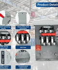 Legit Heavy Duty 3 Pole 30 Amp 240 Volt 3 Wire Ac Disconnect Switch Box with insulated handle and steel enclosure.