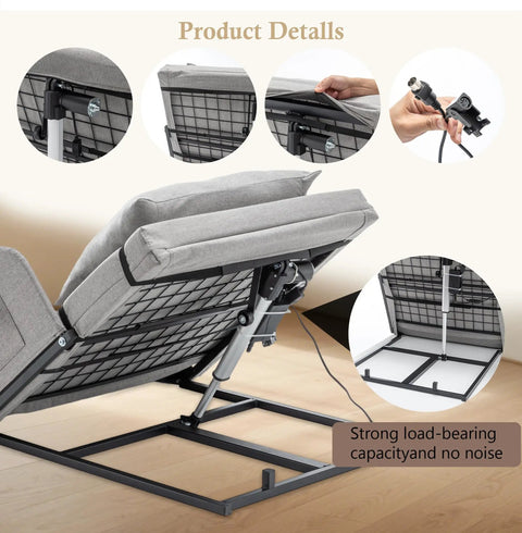 Electric Adjustable Bed Backrest With Easy To Use Remote 4 To 68 Degree Lift Universal Fit Any Mattress Fabric And Metal Frame
