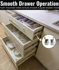 Top Shelf Kitchen Drawer Guide Rollers With Reinforced Steel Brackets And Tough Nylon Wheels For Smooth As Butter Sliding Cabinet Operation Repair Kit Pack Of Four, displayed in kitchen drawer showing cutlery organization.