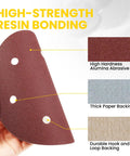 Fresh 9 Inch Hook And Loop Drywall Sanding Discs With Hole Design 40 120 And 180 Grit Mixed Bag For Pro Aluminum Oxide Sander Paper showing abrasive surface and backing details.