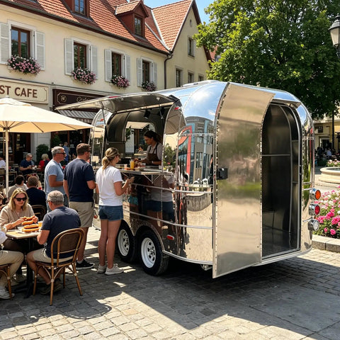 11 Foot Mirror Mobile Food Truck With Street Ready Kitchen Equipment And Catering Trailer For Sale Direct From Manufacturer Zero Middleman Markup, crowds engaged.