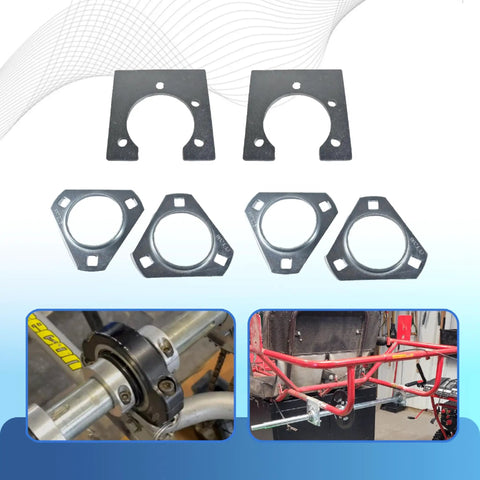 Beefy 1 Inch Live Axle Bearing Kit With 3 Hole Flange Hangers for Go Karts, Mini Bikes, Off-Road Trikes, drift-ready DIY upgrade.