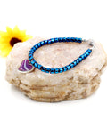 His And Hers Dope Mood Heart Hematite Bracelets Set with blue hematite beads and heart charm on stone