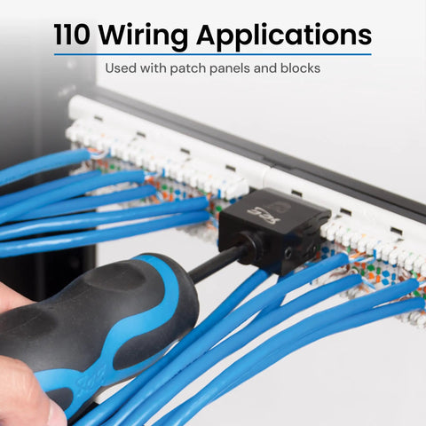Heavy Duty 110 Punch Down Tool For Four Pair Network Cables And Wiring Blocks with anti-slip grip used on patch panels.