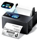 Upgraded Touch Screen Thermal Label Printer For Small Biz, 4x6 Wireless Shipping Label Printer, One Click Print, shown printing a label