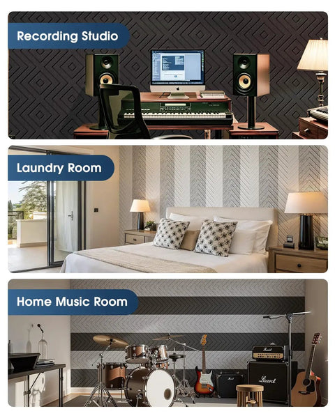 Top Shelf Self Adhesive Sound Proof Foam Panels For Walls Premium Acoustic Treatment For Podcast Rooms And Home Studios 12 Pack in recording studio and home music room.