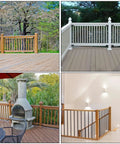 Deck Railing Bracket Connectors For 2x4 Wood Posts Stainless Steel 24 Pcs With Screws Black Fence Brackets Kit For Wooden Stair Railings 2x4 Handrail Brackets Heavy Duty No Fuss Install shown in various outdoor and indoor installations.