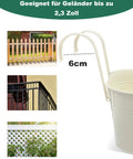 Cool Oval Metal Railing Planters For Outdoor Plants Three Pack With Detachable Hooks And Drain Holes shown near railings with 6cm gap