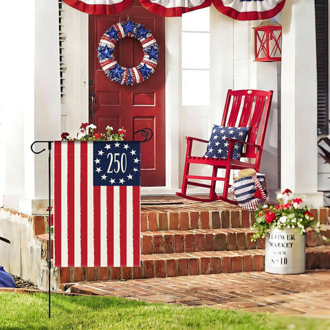Patriotic Garden Flag Celebrating 250 Years Of America With Double Sided USA Flag For Yard Fourth Of July Outdoor Decor
