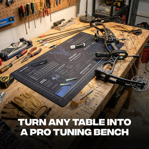 Archery Workbench Mat 16 By 32 Inch Rubber Pad For Bow Tuning Crossbow Maintenance And Arrow Setup With Bolt Guides