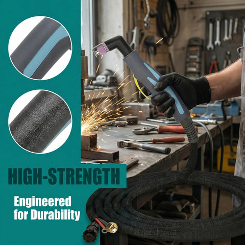 Wsd60 Plasma Cutter Torch Gun features high-strength design, 23-foot cable, and a non-touch start for easy steel cutting.