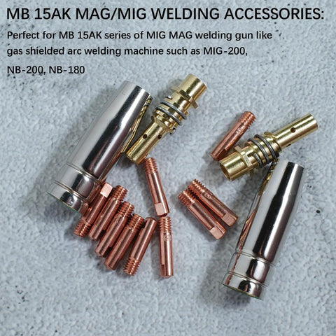 Top Tier 14-Piece MIG Welder Accessory Kit With Snap-On Gas Nozz Diffusers Plus Contact Tips in.024 .030 .040 sizes, metal components.