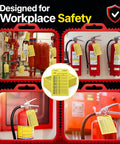 Must-Have Fire Extinguisher Monthly Inspection Tags 25 Pack With Adjustable Ties Yellow PVC Safety Labels in use