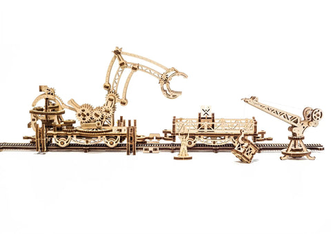 Rail Mounted Mechanical Claw Wooden Model Kit 3D Puzzle Assembly For Teens And Adults A Brain Teaser With Moving Levers On A Full Scale Rail Platform Detailed Construction Guide And Hands On Educational Fun, laser-cut wood
