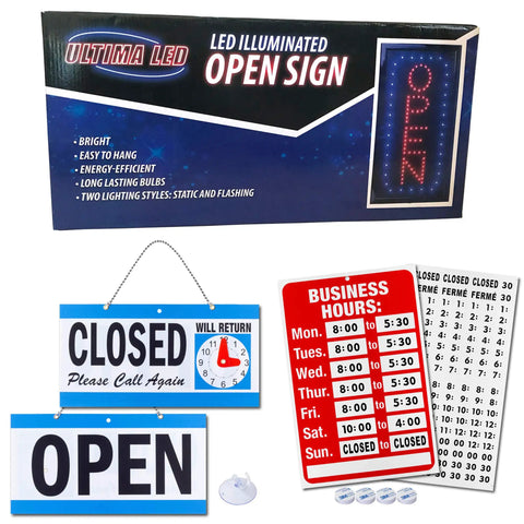 Brighten Up Your Shop With A Vertical LED Neon Open Sign Featuring Flashing Mode includes business hours signs