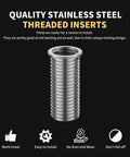 M11x1.5 Thread Repair Kit With Stainless Steel Inserts And Installation Driver Includes Drill Tap Counterbore 10 M11x1.5x30mm Inserts Tough Durable Easy To Use Pro Grade Includes EVA Case product photo showing a stainless steel threaded insert.