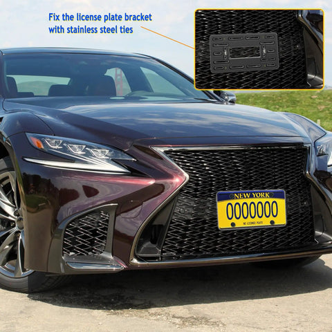 Car with Universal Front License Plate Bracket Mount Kit With Anti Theft Stainless Steel Screws And Bolt Caps