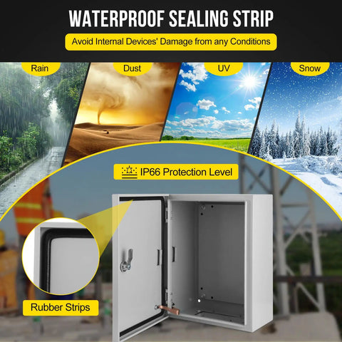 Built Like A Tank IP66 Waterproof Steel Electrical Enclosure For Outdoor Projects, sealing strips protect devices from elements.